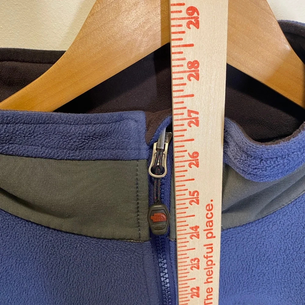 The North Face Fleece Jacket Mens L Blue Good Y2K Hybrid Softshell Mock Neck